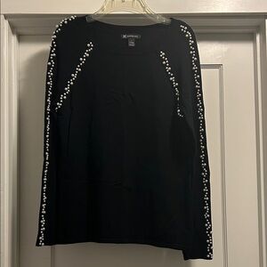 INC International Concepts Black Knit Sweater with Pearls - Large, NWT